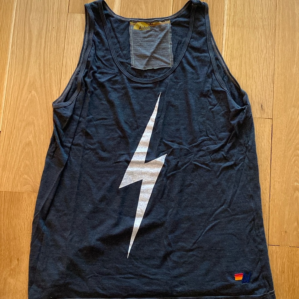 NWOT Men’s Aviator Nation Bolt tank in BLACK. Picture shown is for style